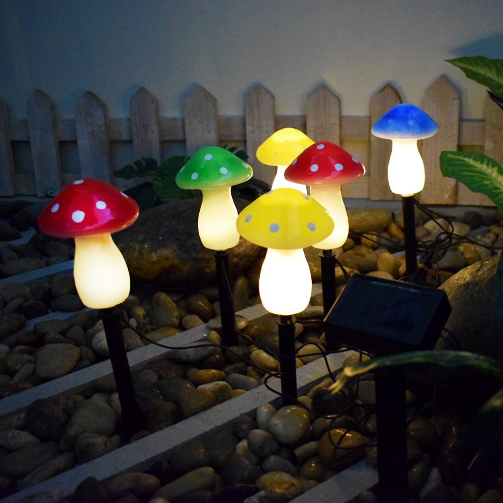 Solar-powered outdoor lights, courtyard home garden colored lights, waterproof mushroom ground inserts, lawn atmosphere decoration lights details Picture