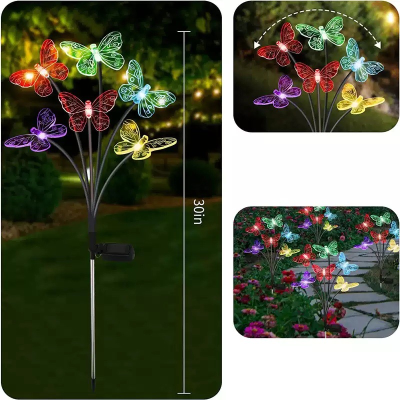 Cross-border wholesale of solar butterfly ground insert lawn outdoor LED decorative courtyard garden corridor waterproof landscape lights full figure