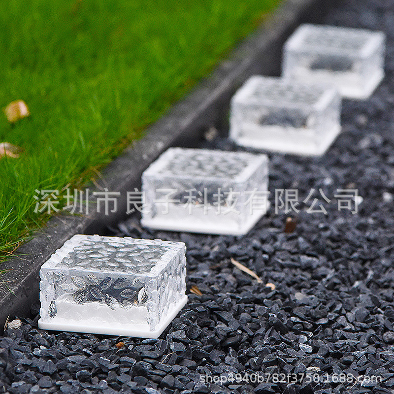 Solar outdoor lights, courtyard staircase foot pedal lights, garden decoration and layout ground lights, balcony atmosphere ice brick lights Item Picture