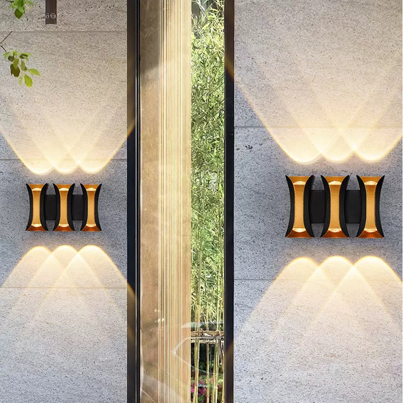 LED outdoor wall lamps, hotel fence double-head exterior wall lamps, door column balcony double-head small waist wall lamps, background wall lamps details Picture