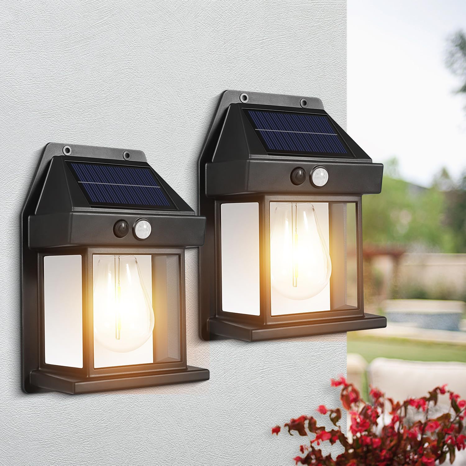 Solar tungsten filament bulbs, wall lamps, outdoor lighting, night lights, multi-functional sensor decorative tungsten filament lamps for courtyards details Picture