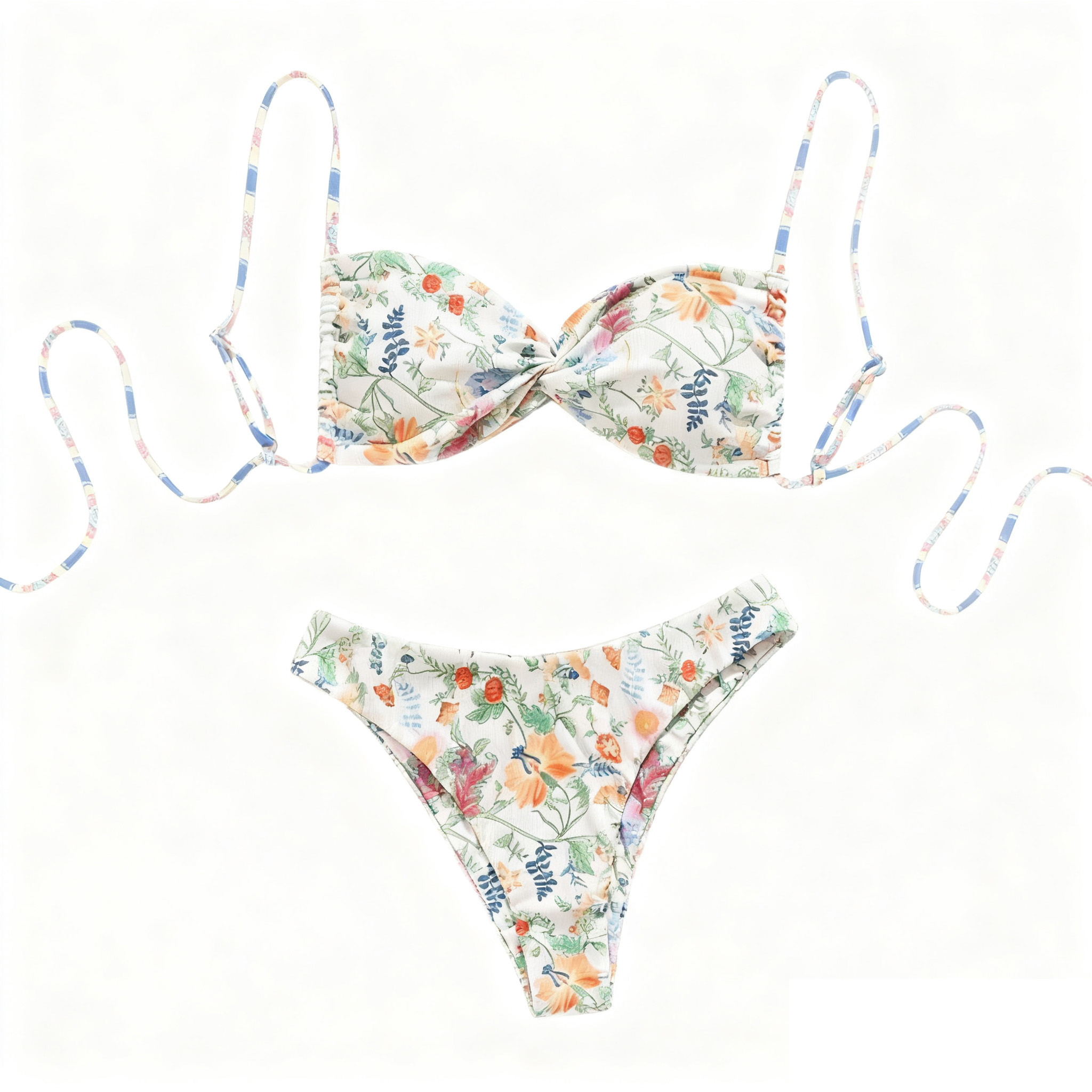 Vacation-Style Small Chest Gathering Swimsuit Bikini Three-Point Bikini Two-Piece Swimsuit Item Picture