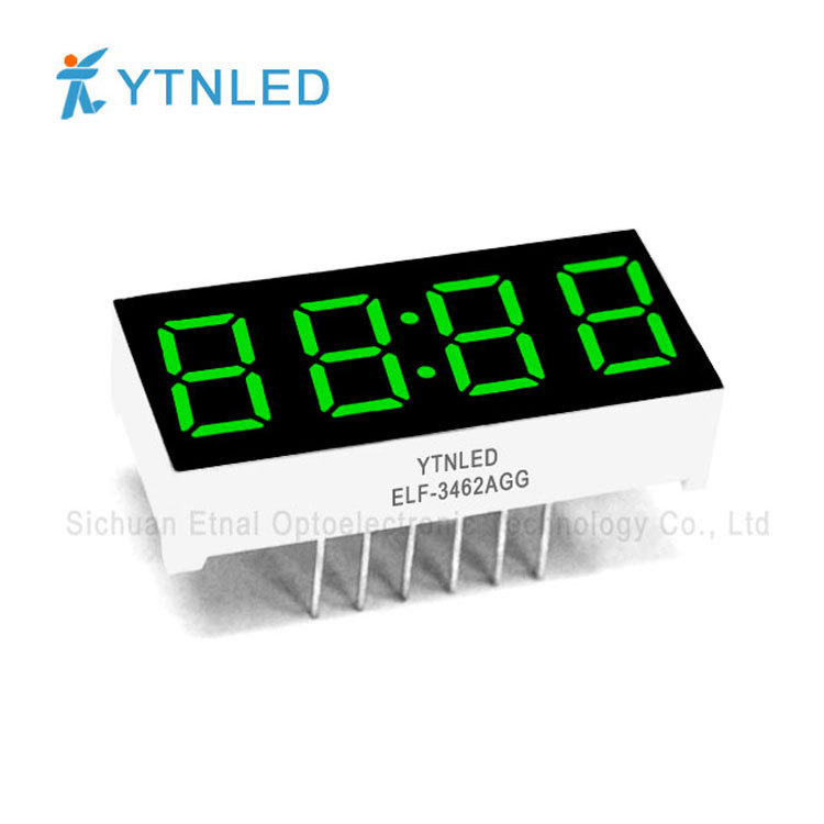 0.36-inch 4-digit clock digital tube with common Yin and Yang, red, yellow, green, emerald green, blue and white light Specification drawing
