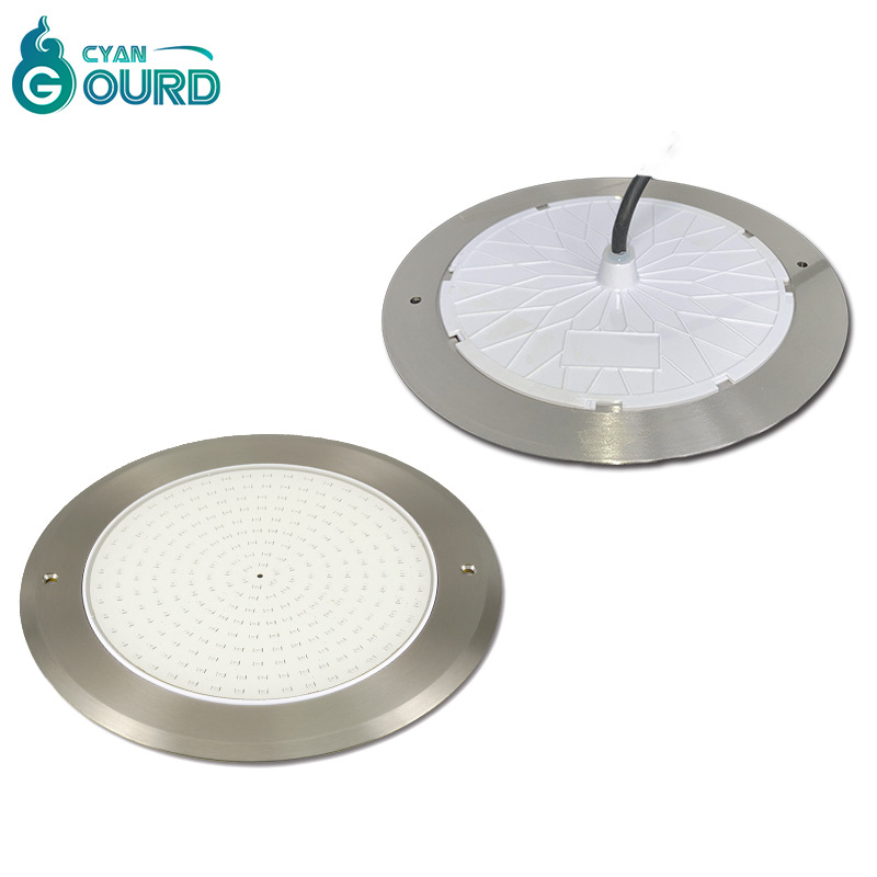 Ultra-thin stainless steel waterproof seven-color swimming pool lamp, 12v remote control, Bluetooth APP, mobile phone control, 25w underwater wall lamp Item Picture
