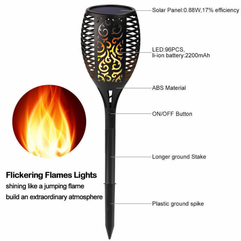 Cross-border solar 12-LED flame light, torch, outdoor sensor light, garden and courtyard ground insert decorative landscape light details Picture