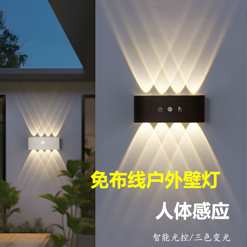 Cross-border ultra-thin led outdoor wall lamps, human body sensor lamps, indoor living room and bedroom bedside lamps, waterproof garden lamps full figure