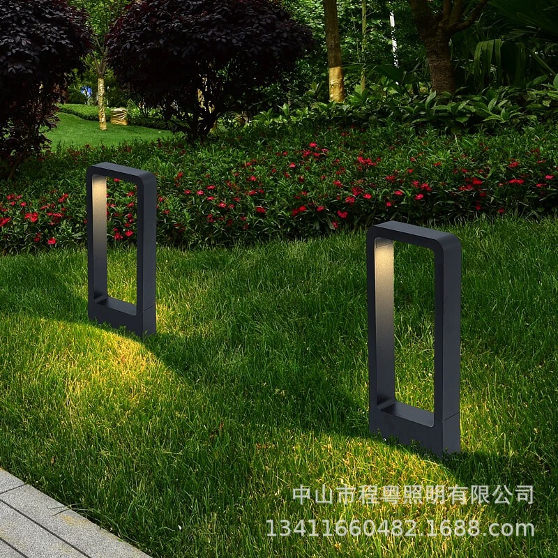 Modern and simple LED outdoor door-shaped lawn lights, courtyard lights, acrylic waterproof villa community courtyard landscape lights details Picture
