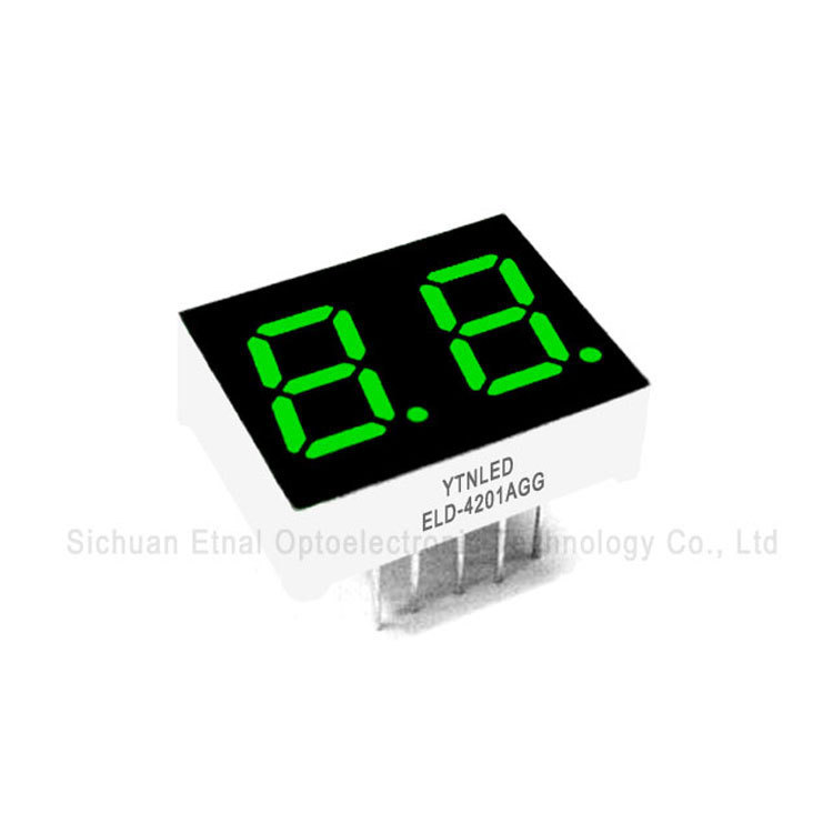 0.4-inch 2-digit emerald green digital tube ELD-4201AGG/ELD-4201BGG Specification drawing