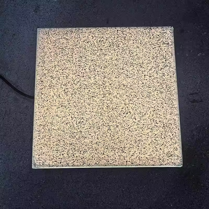 Stone-patterned DMX512 seven-color light-emitting sensor square foot-stepped outdoor waterproof piano abyss mirror led floor tile light Specification drawing