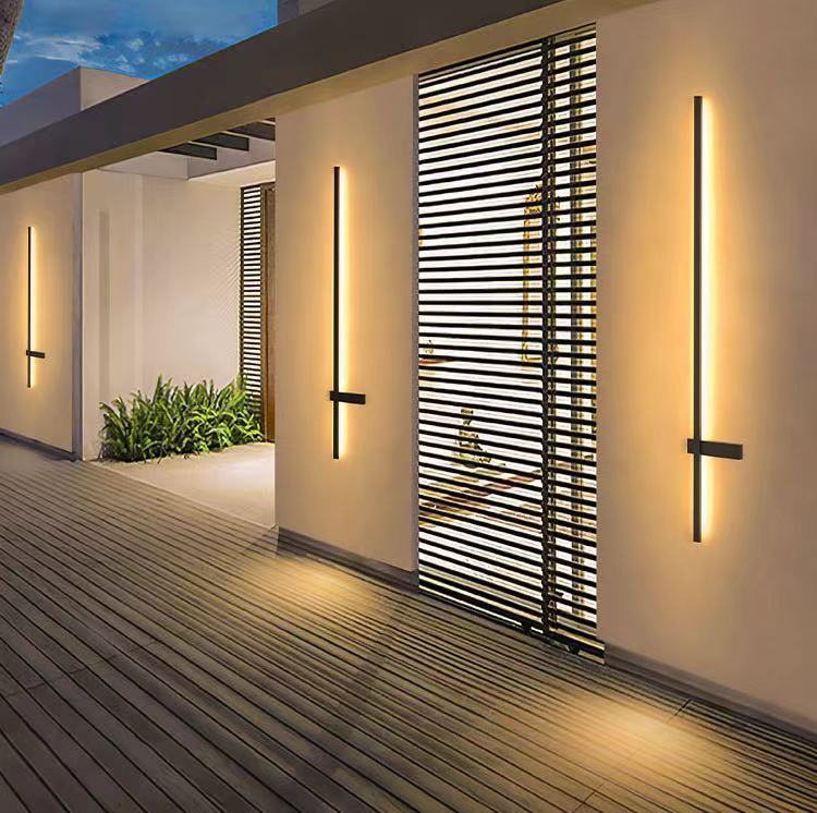 Cross-shaped outdoor wall lamps, waterproof solar energy corridor exterior wall long strip entrance line lamps, waterproof lamps in front of villa doors Application Scenario