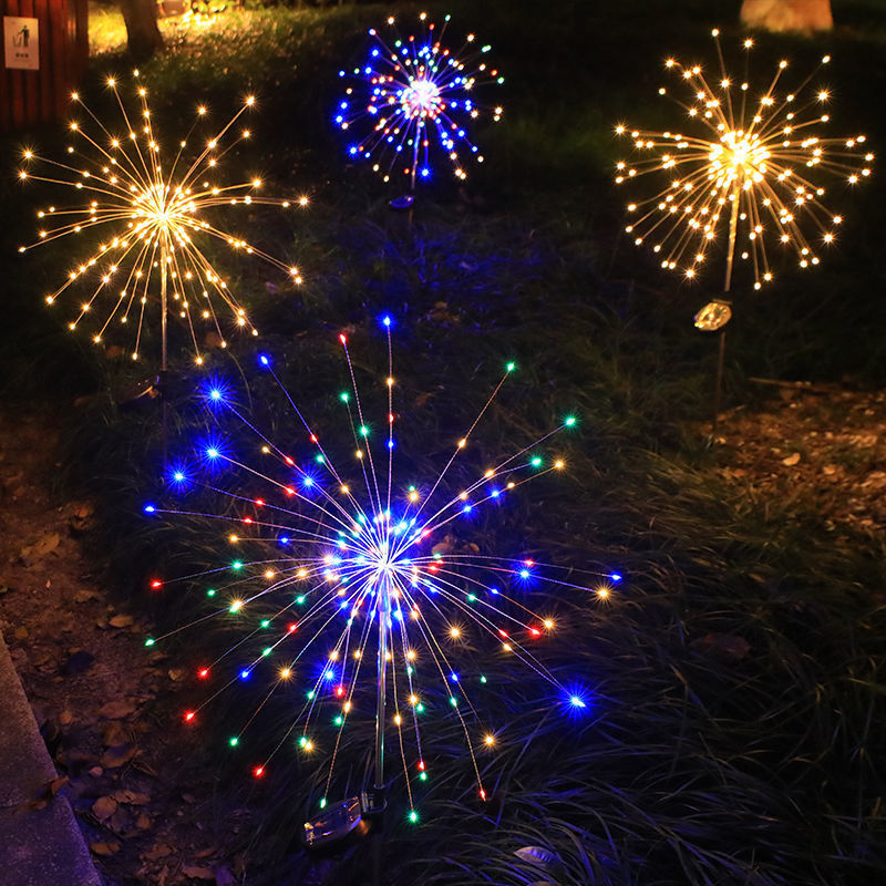 Solar smoke flower light string, outdoor courtyard garden, lawn, dandelion lamp, atmosphere decoration, color light factory, one piece wholesale full figure