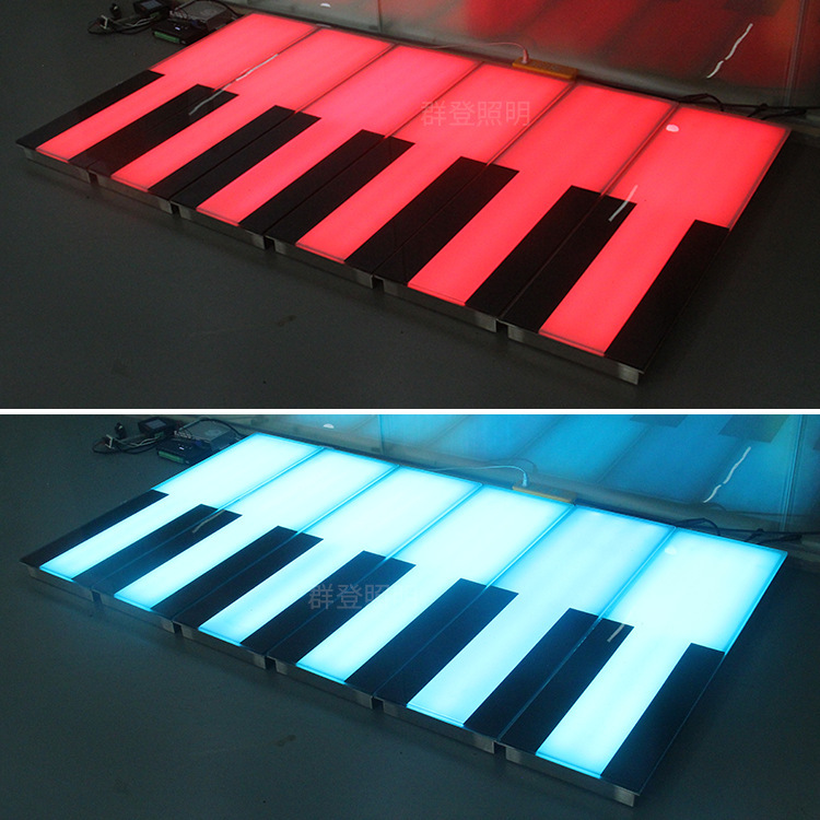 Full-color led piano gravity-sensing floor tile light, illuminated piano key cultural tourism floor light, popular music foot pedal light full figure