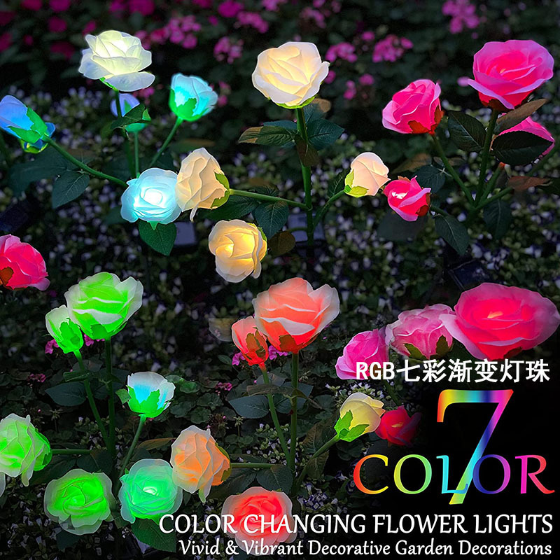 Solar lamps, rose lamps, lawn lamps, outdoor waterproof garden landscape lamps, festive atmosphere decorative lamps, ground socket lamps Specification drawing