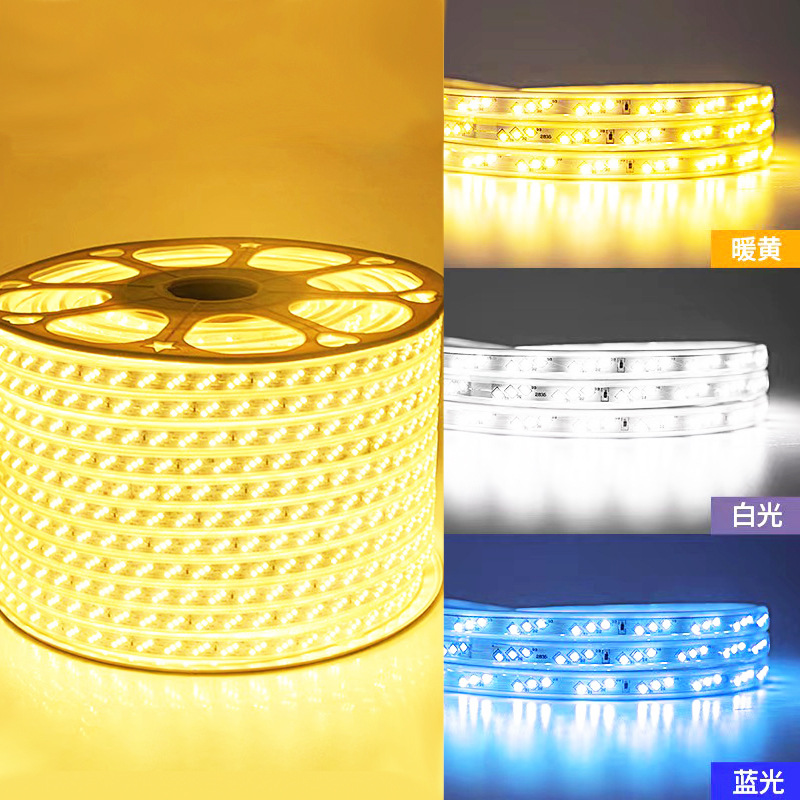 led220v high-voltage light strip bare board, 2835 lamp core, outdoor courtyard waterproof lighting high-brightness flexible soft light strip Specification drawing