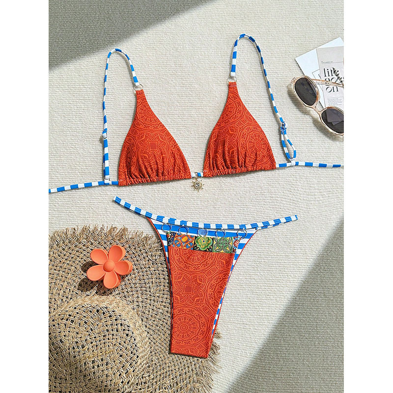 Color-Blocking Three-Point Bikini, Sexy And Hot Girl Two-Piece Swimsuit, Beach Vacation Swimsuit