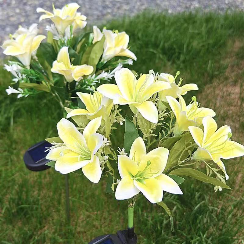New 7-head solar lily flower lamp for outdoor courtyard garden decoration lawn ground plug light and LED simulation flower lamp Specification drawing
