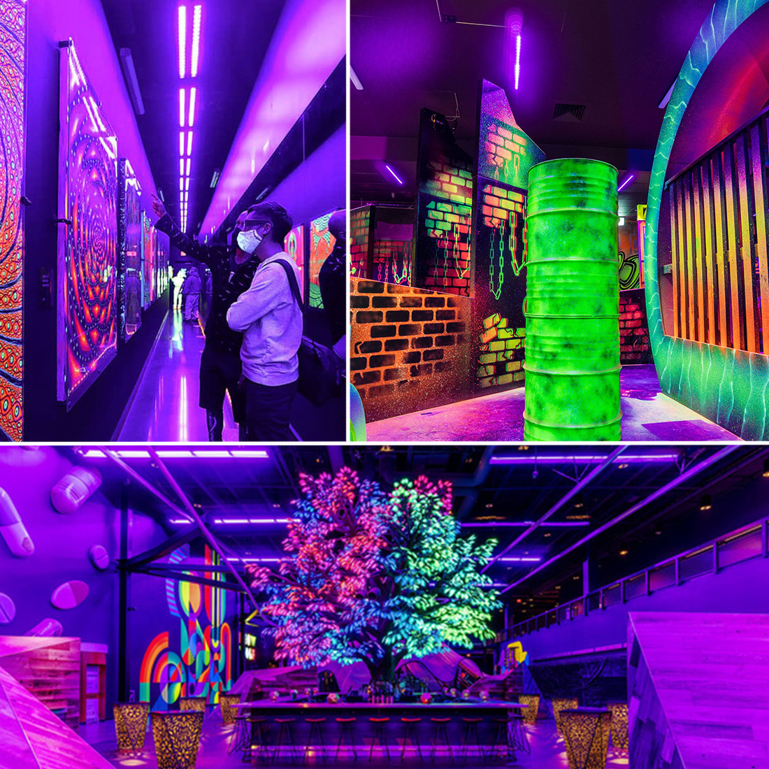 Amazon cross-border UV wall washer light, violet long strip light, Halloween haunted house fluorescent light, LED 36W 40LEDs Application Scenario