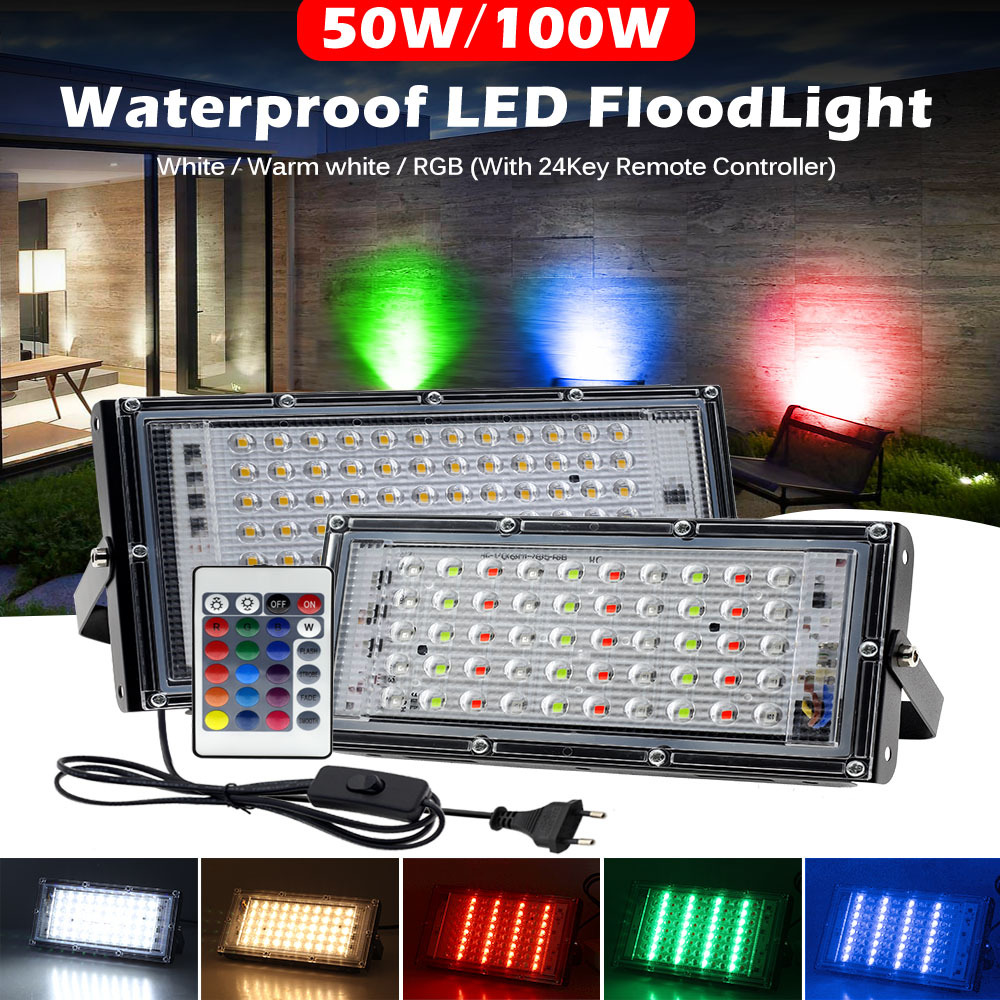 Flood light Outdoor LED Floodlights RGB seven-color Spotlights 50W 100W Landscape lighting lights full figure