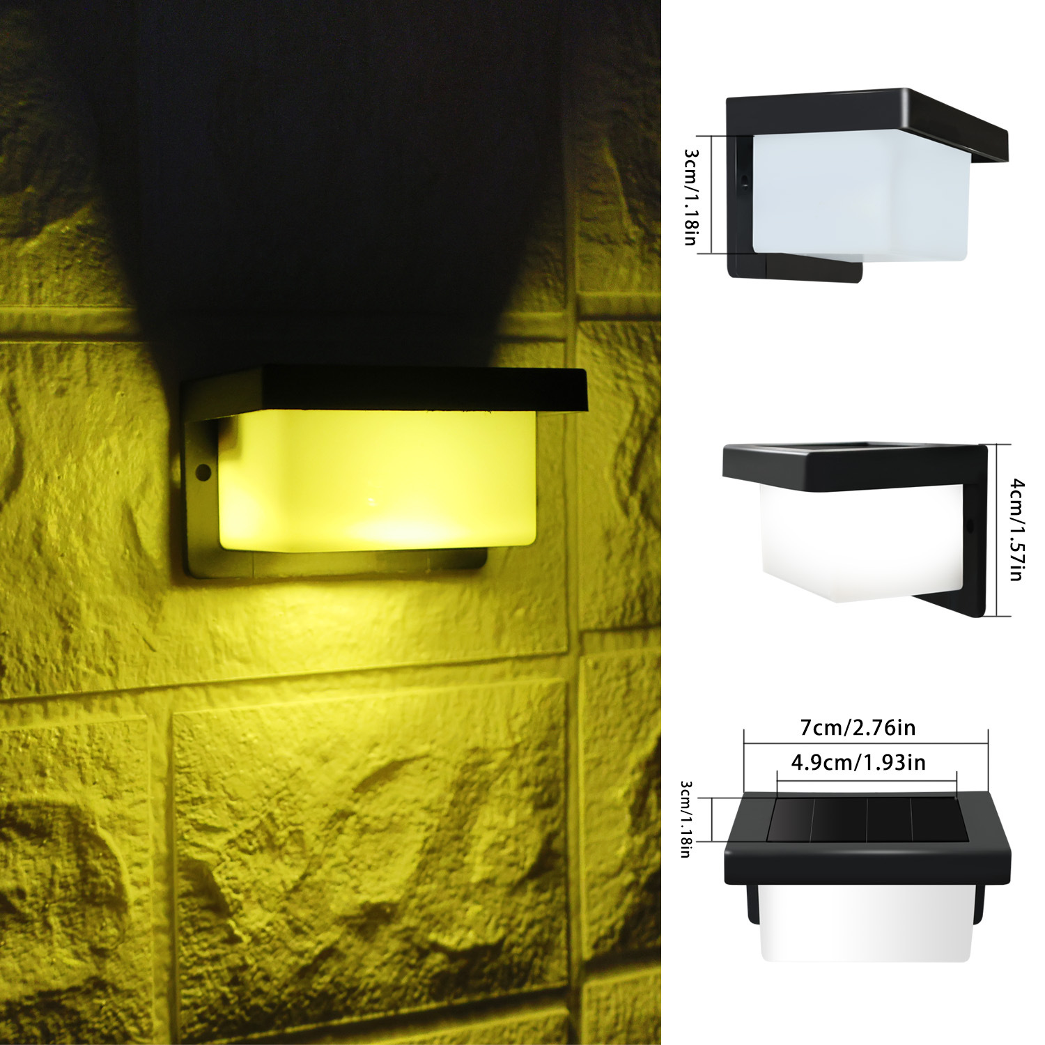 New outdoor solar-powered railing lights, square wall lights, fence and fence lights, wall and courtyard wall guardrail decorative atmosphere lights Item Picture
