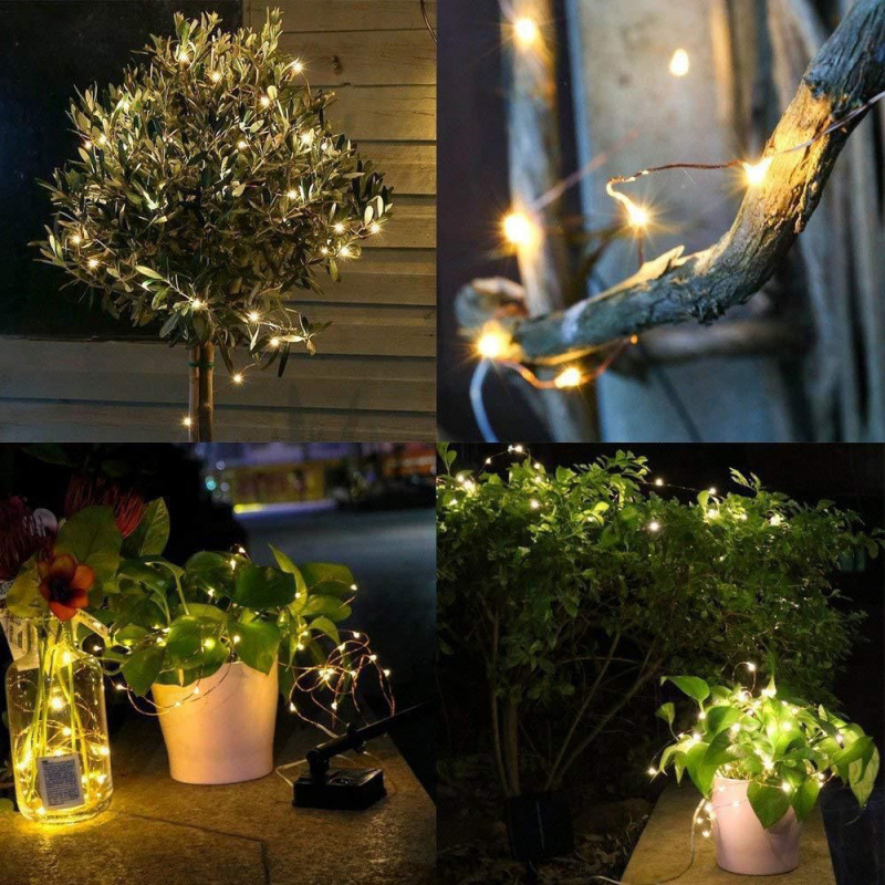 Solar-powered color lights, copper wire light strings, courtyard outdoor waterproof, home garden, villa decoration LED automatic factory Specification drawing