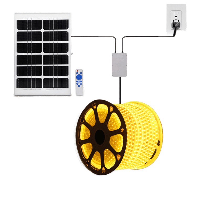 High-end solar light strips, new courtyard villa garden atmosphere lighting strips, outdoor waterproof bright soft strip lights Item Picture
