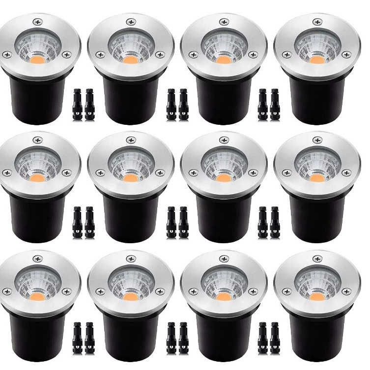 3W, 5W, 6W tile ground lights, 304 stainless steel surface, 65mm ground lights, courtyard spotlights, 12V, 24V, 90-277V full figure