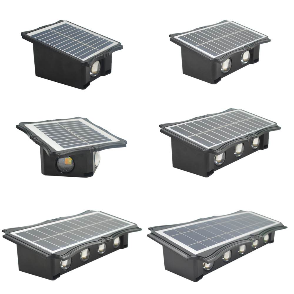 The new solar wall lamp, wall-washing lamp, outdoor courtyard waterproof, garden landscape decoration and atmosphere lamp emit light up and down Item Picture