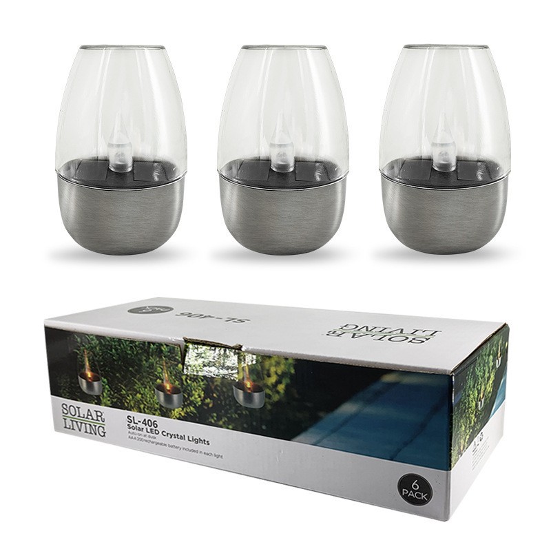 Cross-border new solar light, outdoor courtyard LED stainless steel ambient candle light, lawn ambient decorative night light D Item Picture