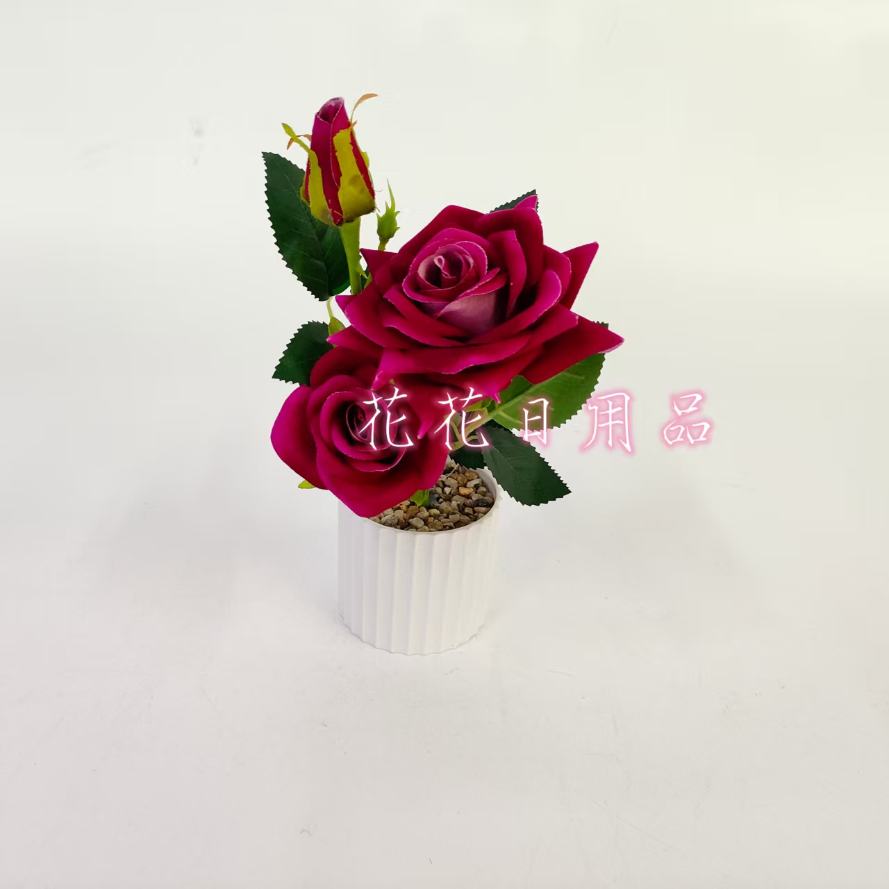 Artificial flowers, fake flowers, bonsai, plastic POTS, velvet cloth, rose decorations details Picture