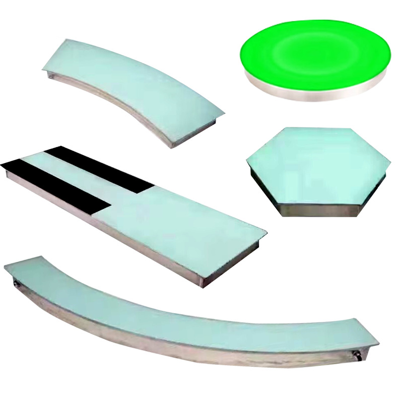 Floor tile lights, stainless steel strip floor lights, square square arc-shaped irregular floor tile lights, interactive sensor piano lights Item Picture