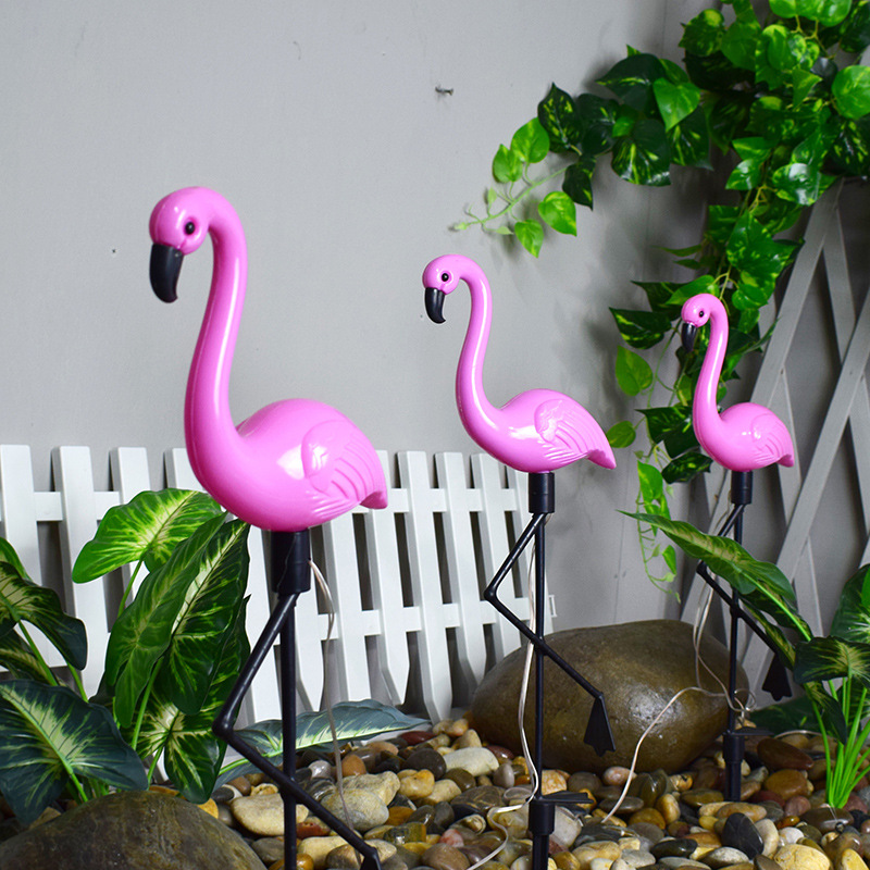 Cross-border solar lawn lights, villa courtyard lights, flamingo led one-to-three outdoor garden ground plug-in landscape lights Application Scenario