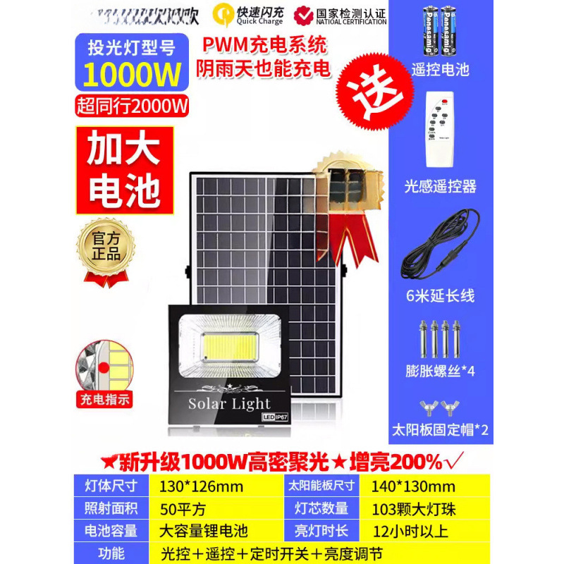 WWXM430 solar outdoor lamp, courtyard home indoor lighting, high-power integrated unit, one drag two ultra-bright road details Picture