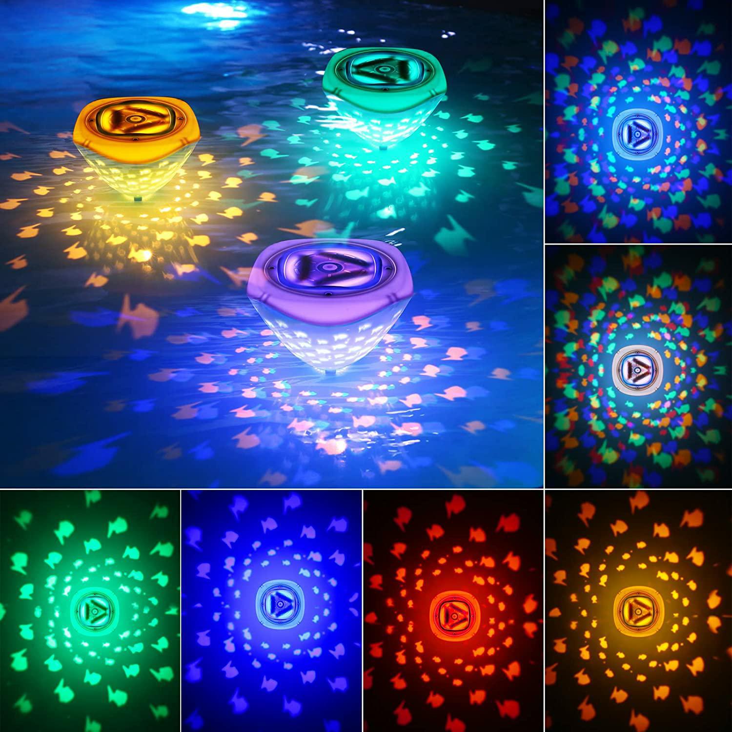 LED swimming pool waterproof bathtub small fish projection bath light, fish tank water float fountain underwater lighting, diving atmosphere light full figure