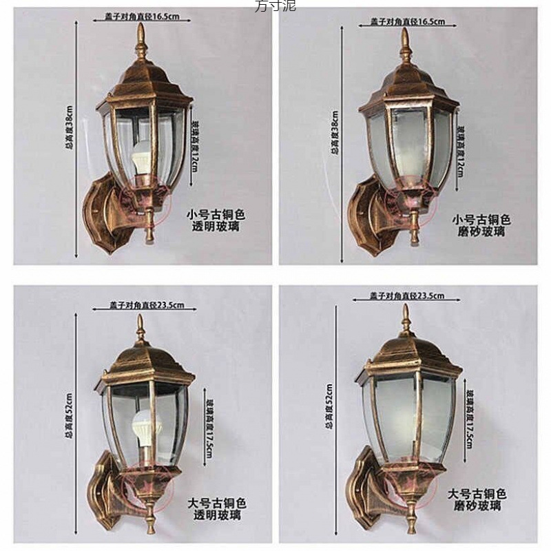 European-style wall lamps, new outdoor lamps, corridor, balcony, courtyard, outdoor retro hexagonal wall lamps, glass for export wholesale details Picture
