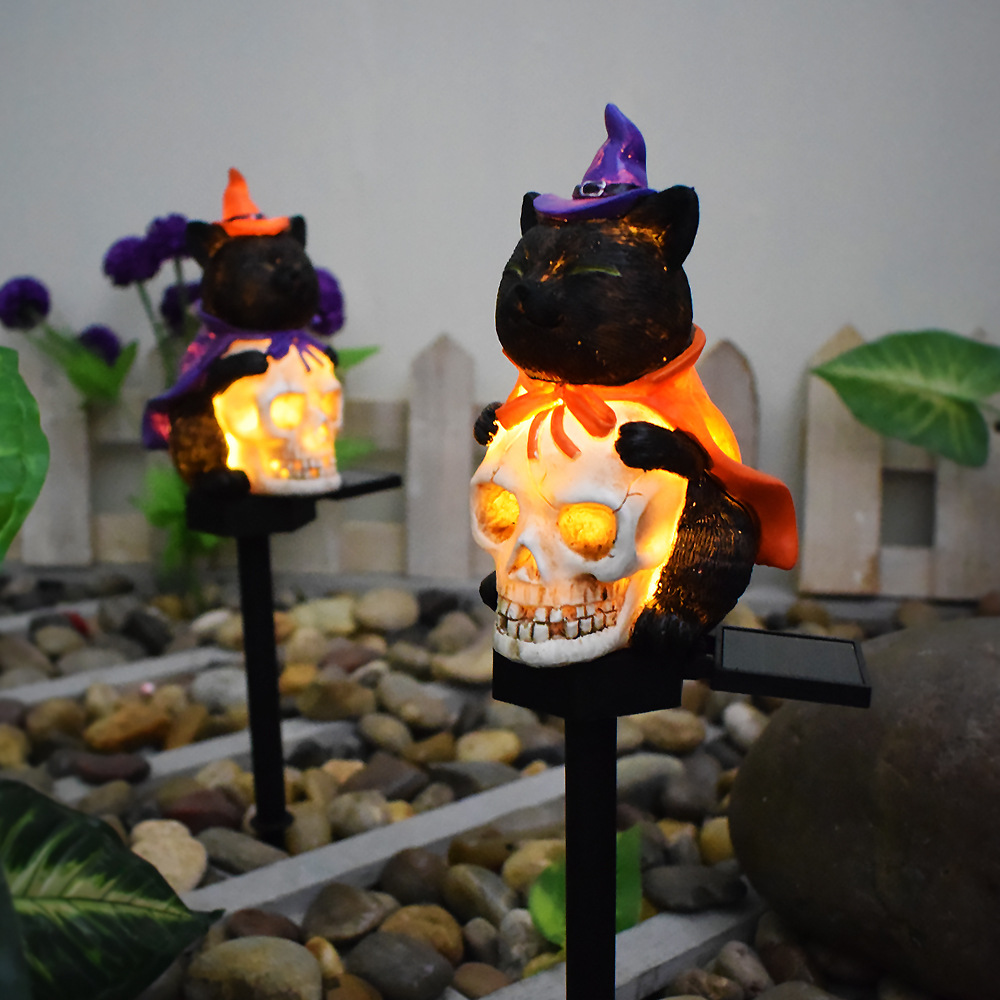 New solar-powered outdoor courtyard Halloween pumpkin lantern resin craft garden Ghost Festival atmosphere decoration ground socket Application Scenario