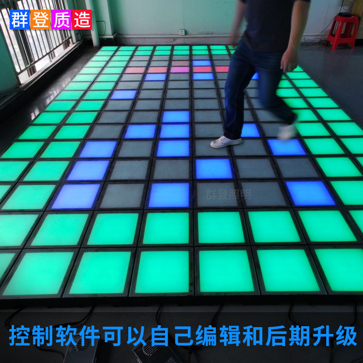 Parkour dark room foot pedal game interactive jumping grid floor tile light LED jumping grid sensing floor light details Picture