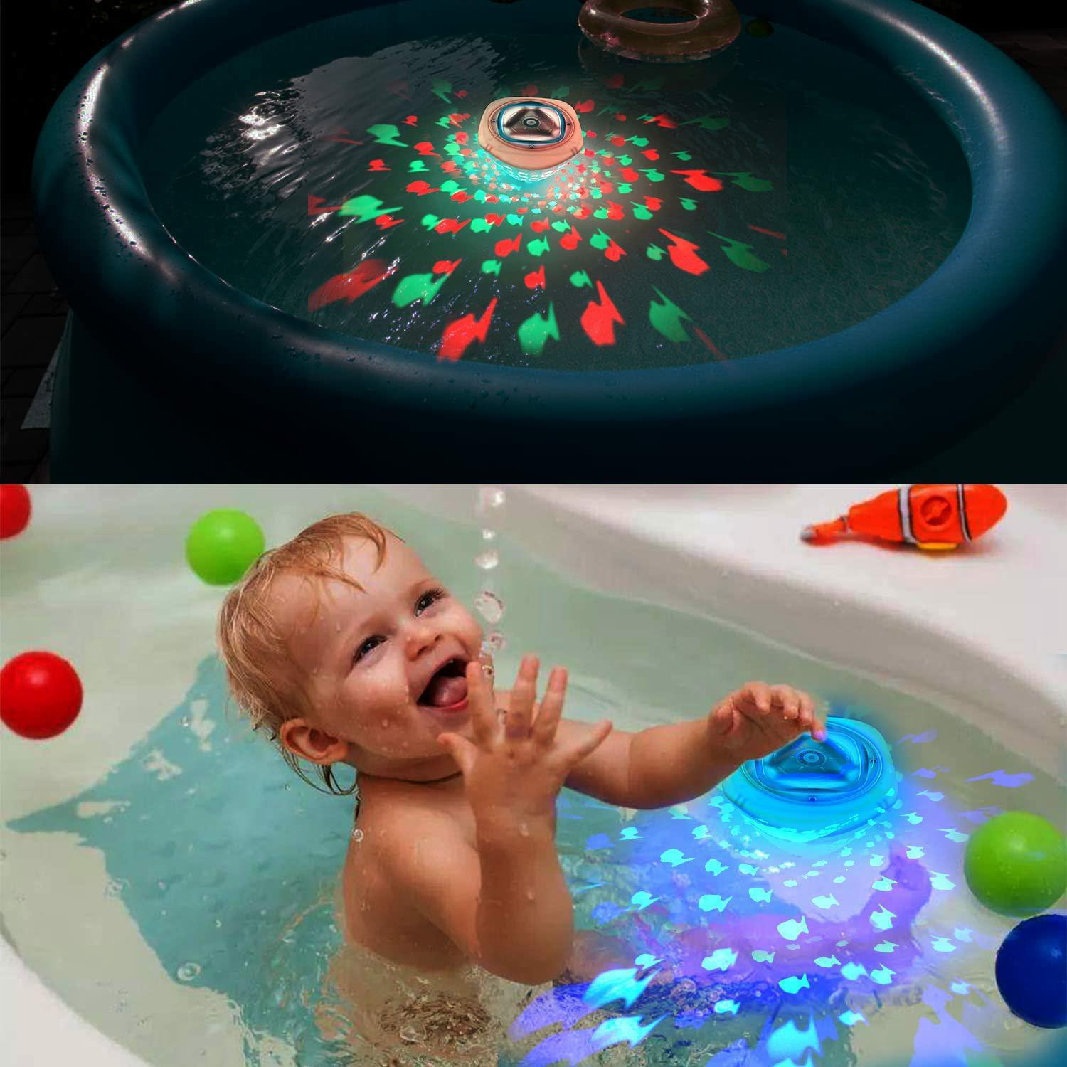 Cross-border LED smart small fish projection light, bath light, underwater swimming pool light, seven-color atmosphere light, diving light, decorative light Specification drawing