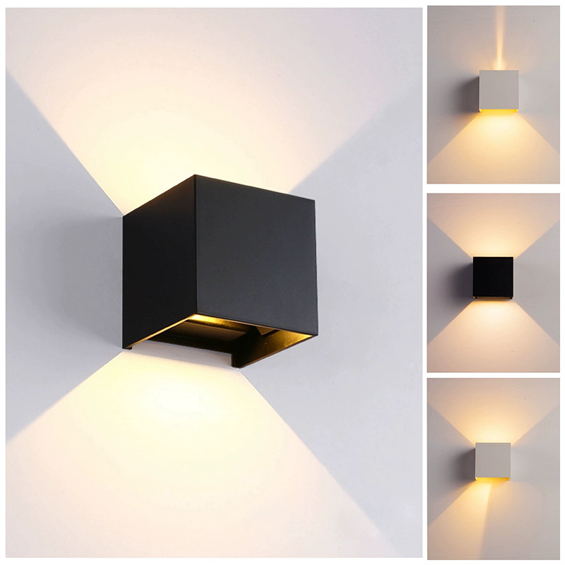 Outdoor waterproof led wall lamp, four-leaf dimmable square exterior wall lamp, balcony, hotel, living room, simple courtyard lamp full figure