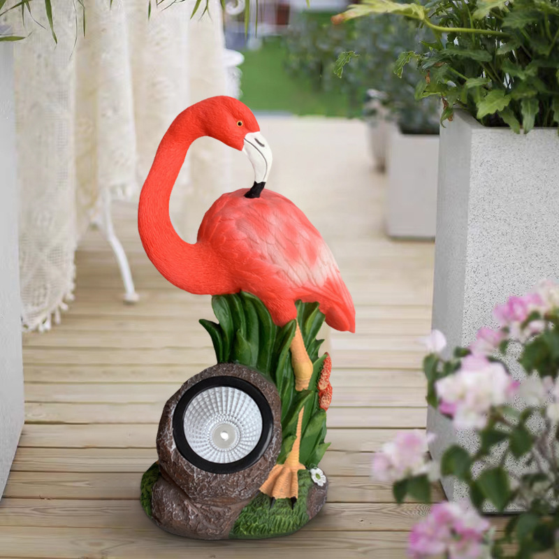 Solar lamp, flamingo simulation, garden decorative items, courtyard night light, outdoor balcony, kindergarten landscape light Application Scenario