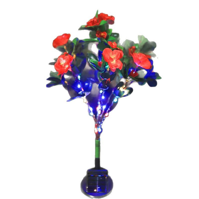 Solar LED simulation rhododendron flower lamp with 21 petals, courtyard garden decorative lamp, atmosphere decorative lawn lamp Item Picture