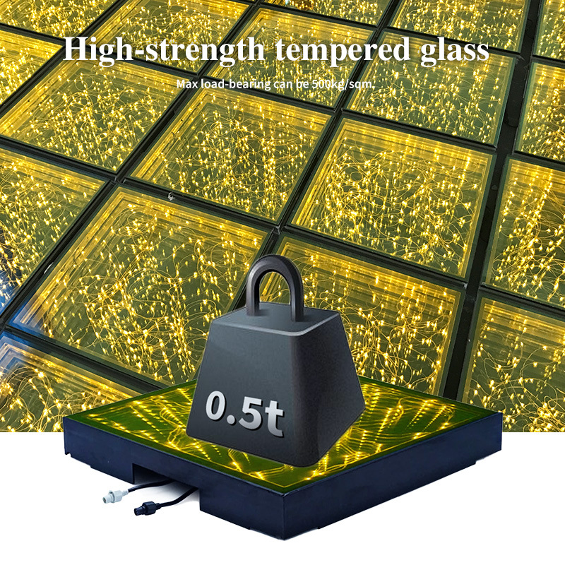 Color 3D starlight dancing floor tile light, bar party wireless magnetic abyss mirror, led illuminated dance floor light full figure