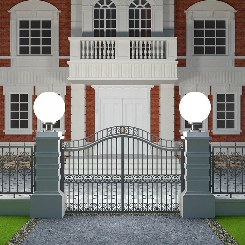 Power-connected column head lamp, outdoor waterproof gate column wall lamp, round ball lamp, new LED villa courtyard street lamp full figure