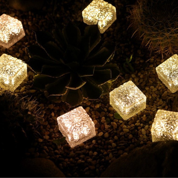 Solar-powered ground lights, outdoor waterproof staircase ice brick lights, courtyard ice block ornaments, landscape lawn lights, garden lights Specification drawing