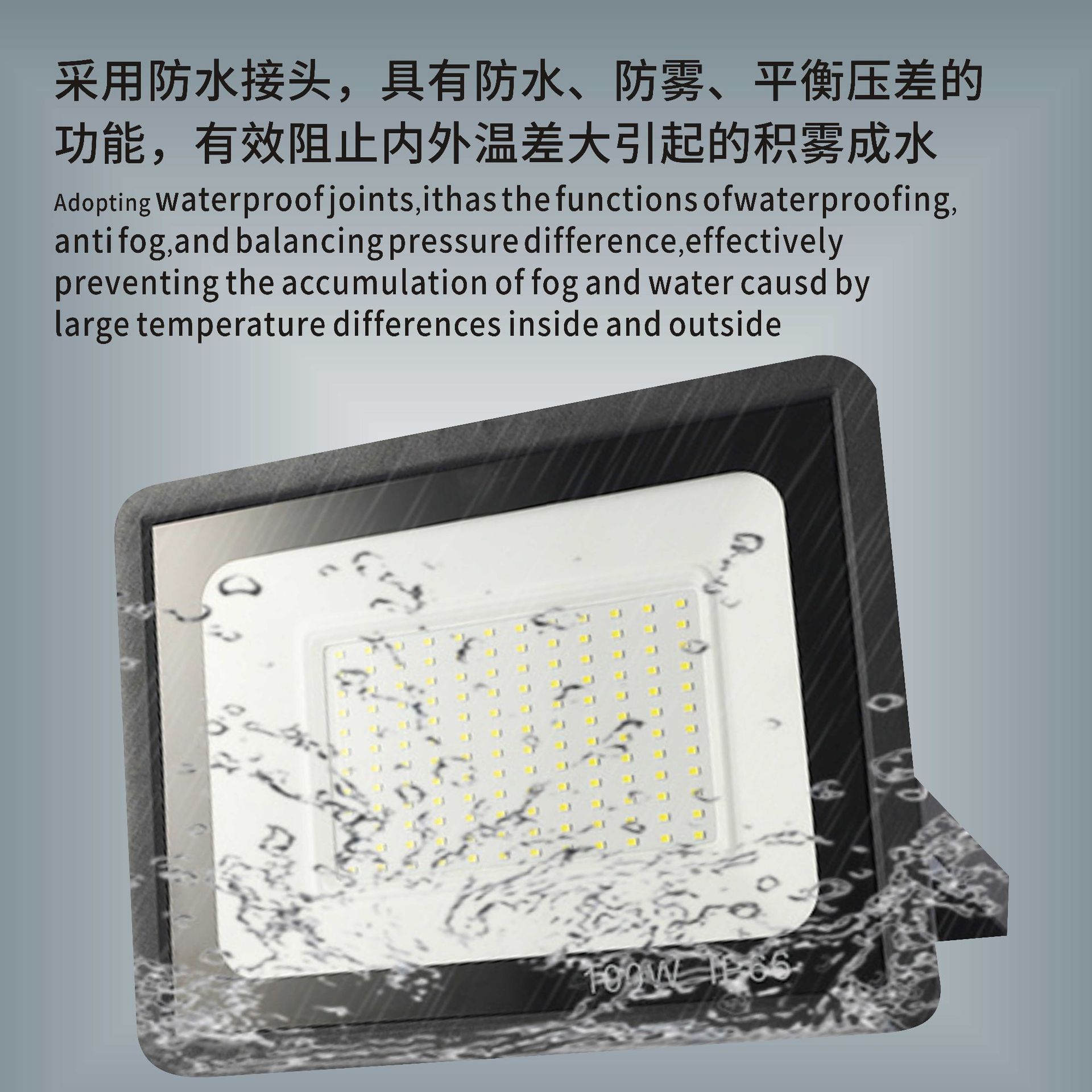 Cross-border supply outdoor waterproof floodlights 50W, 100W, 200W thick material, sufficient tile, super bright small apple floodlights Specification drawing