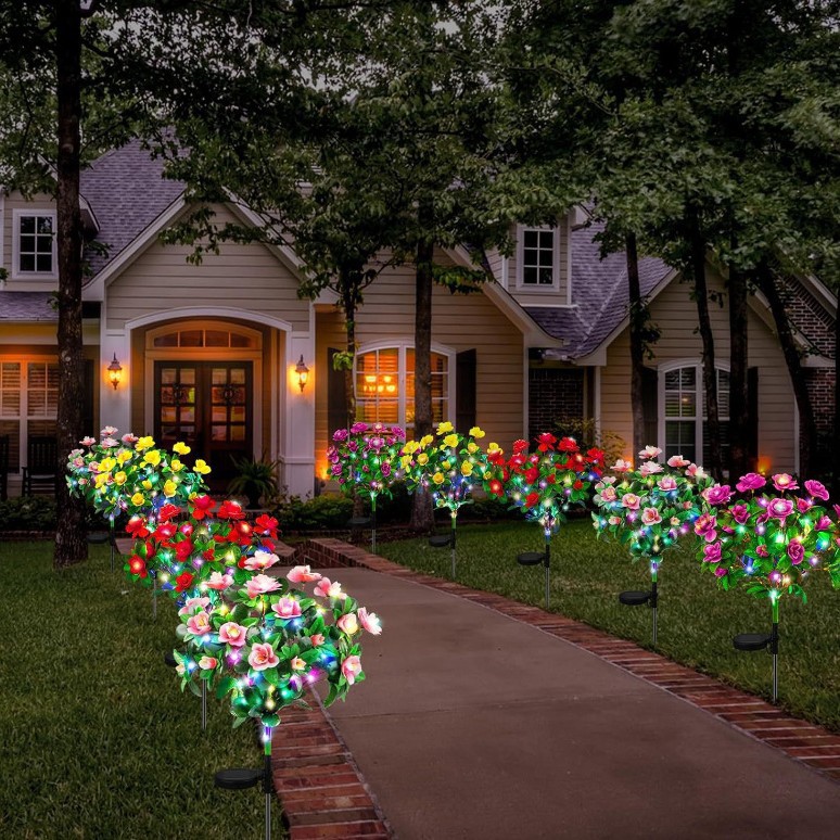 New type of rhododendron solar lamp outdoor decoration store street courtyard garden landscape lamp LED lamp bead simulation Specification drawing