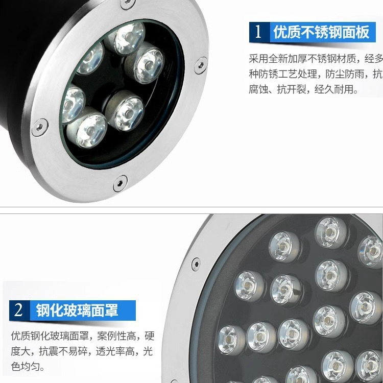 Wholesale of outdoor waterproof stainless steel embedded circular 1W and 3W park and square buried lights from manufacturers details Picture