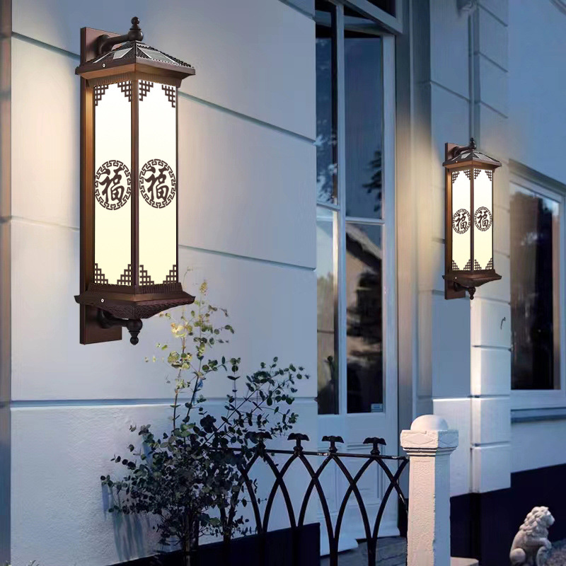 Outdoor waterproof solar wall lamps, new Chinese-style long strip outdoor courtyard villa entrance lamps, balcony exterior wall lamps Application Scenario
