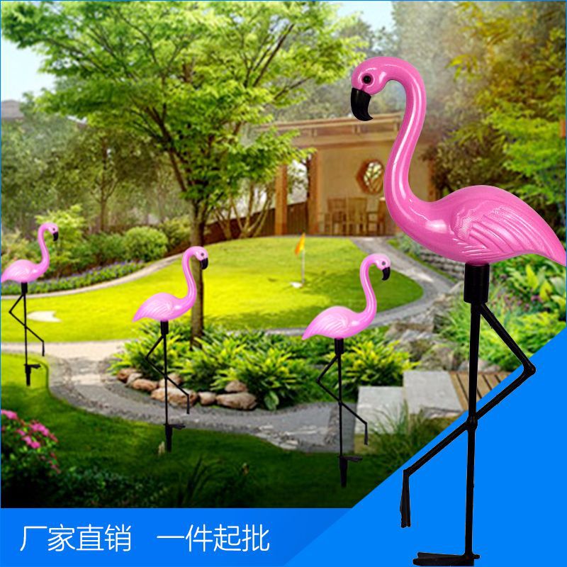 Cross-border solar lawn lights, villa courtyard lights, flamingo led one-to-three outdoor garden ground plug-in landscape lights details Picture