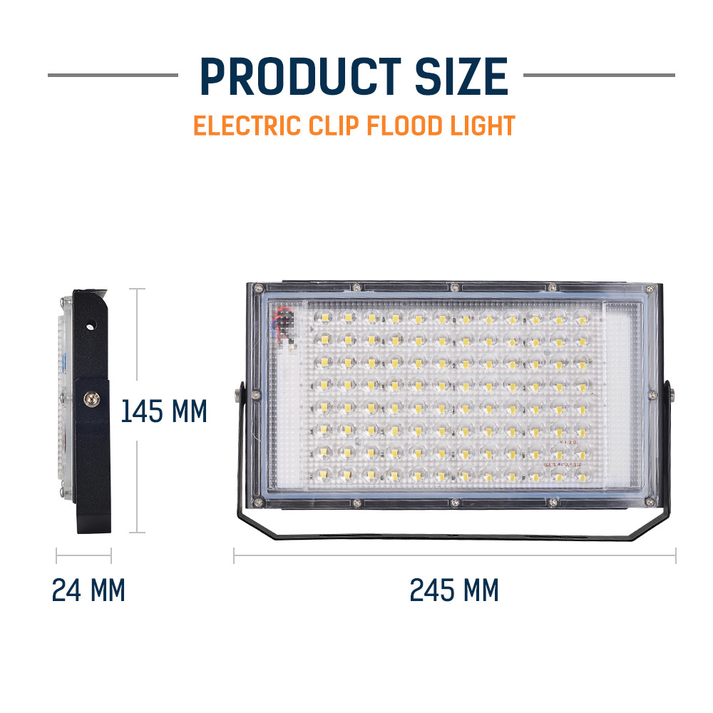 DC12V low-voltage crocodile clip LED floodlight, 100W high-brightness waterproof outdoor garden floodlight Item Picture