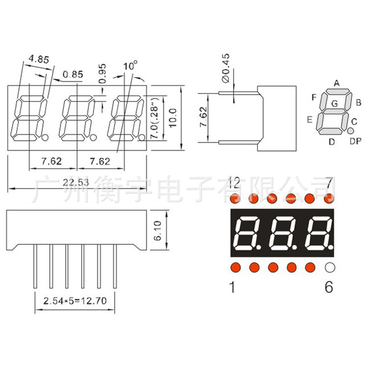 0.28-inch 3-digit digital tube, red digital tube 2381AS(common cathode), manufacturer offers better prices for large quantities Application Scenario